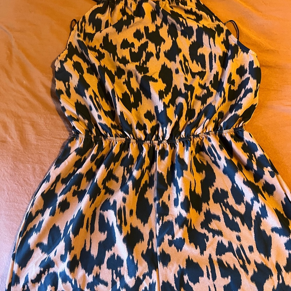 SHEIN Orange and Black Animal Print Top